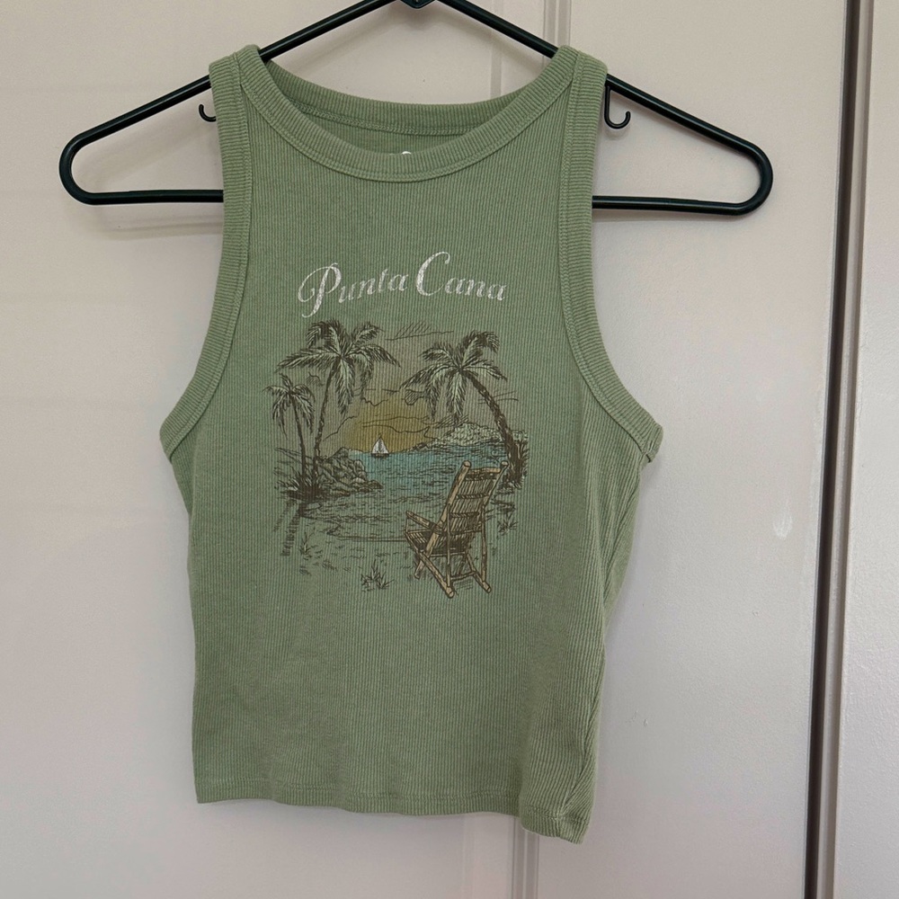 Hollister Olive Graphic Tank Top